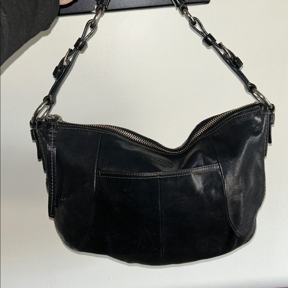 Coach Black Leather Hobo Shoulder Bag, Vintage, EUC!